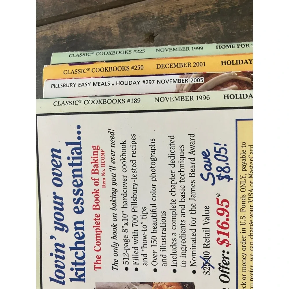 Pillsbury Classic Cookbooks Holiday Baking Entertaining Lot‎ 4 1996-2005 Vintage